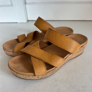 Kork-Ease Camellia leather slide cork wedge sandals Size 8M